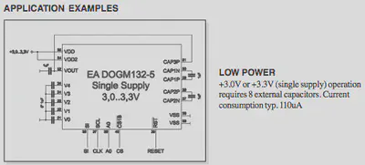 Example capacitors for a ST7565 screen