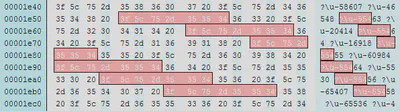 Hex editor showing ROP chain