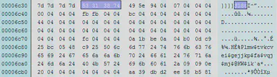 Screenshot of hex editor with the start of data