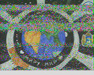 SSTV image of the earth through the ISS Cupola window